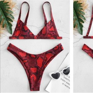 Zaful red snakeprint bikini